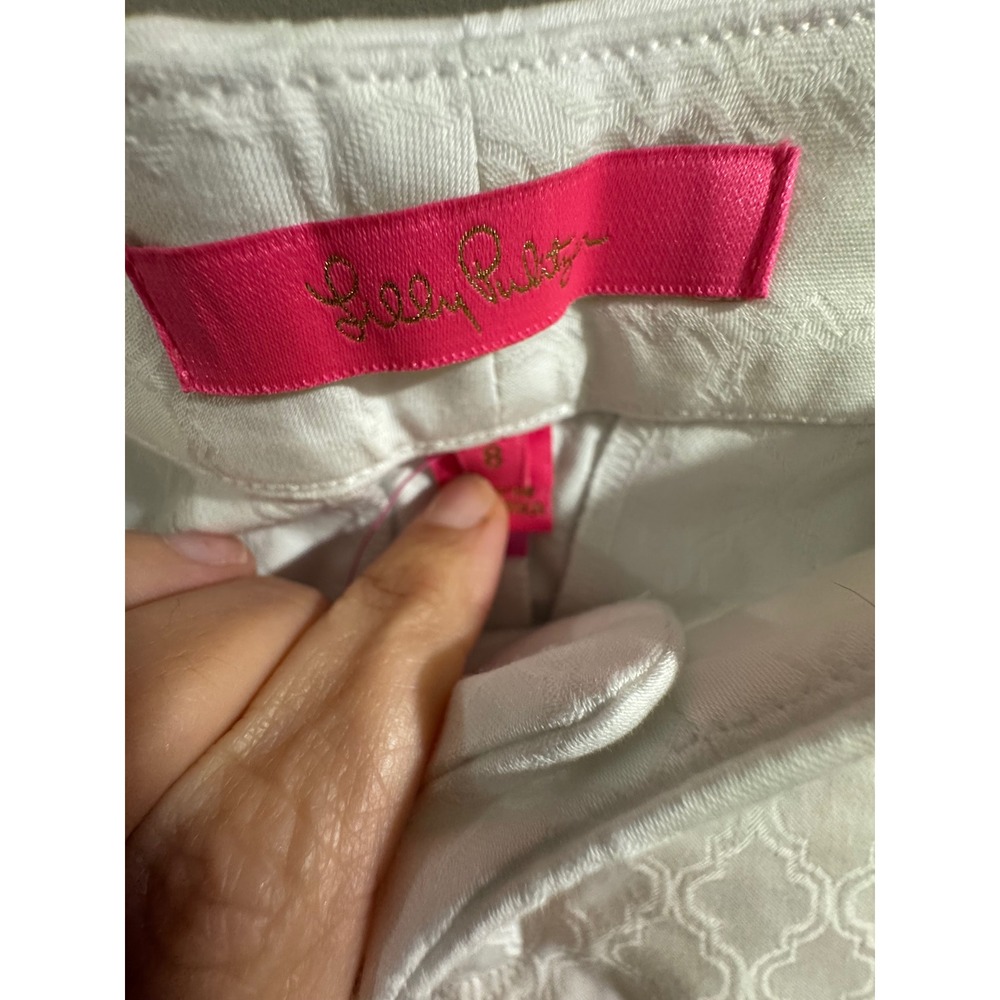 Lilly Pulitzer Kelly Ankle Pants Jacquard Trellis Size 8 White Womens - Picture 4 of 7